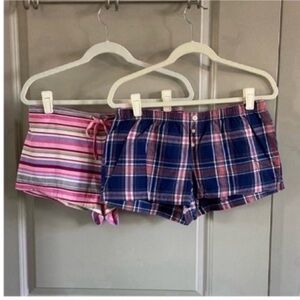 Victoria's Secret striped pink and exhilaration blue plaid pajama Shorts
